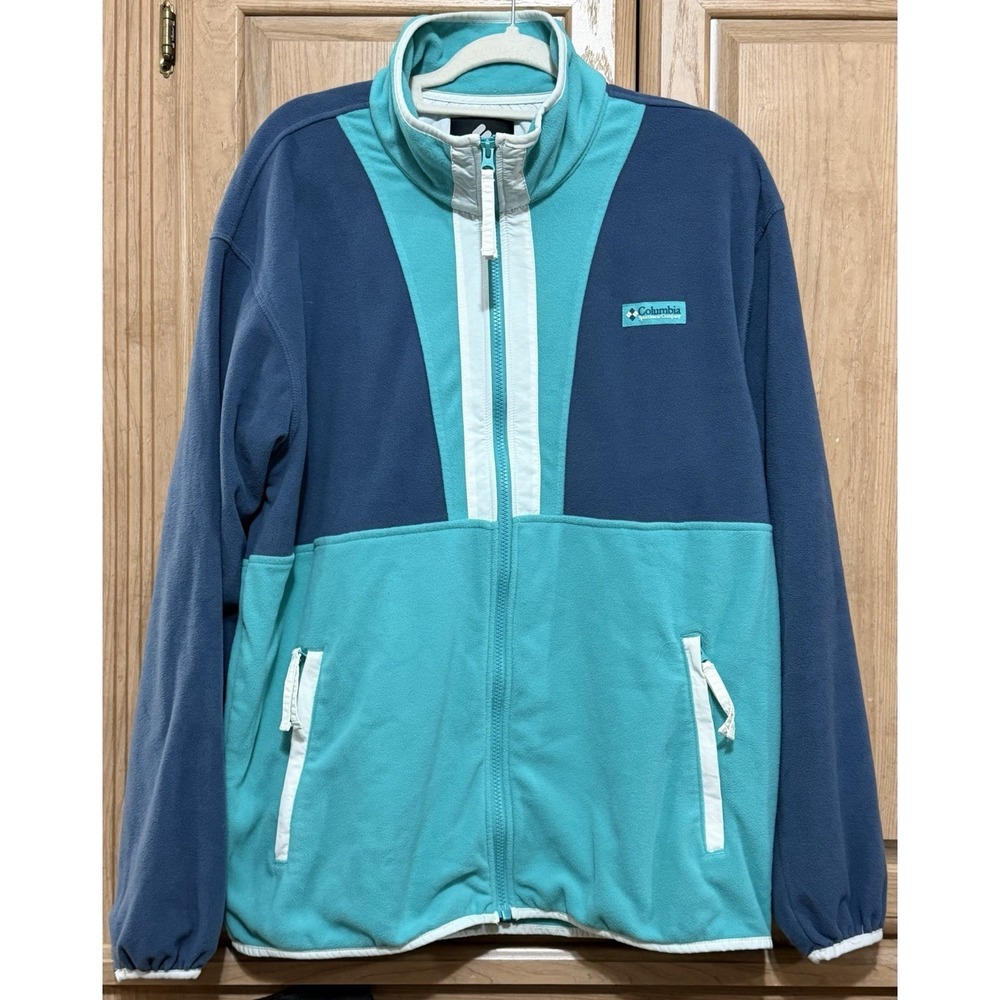 Columbia Fleece Jacket Size Large Mens‎ Blue Teal Backbowl II Full Zip